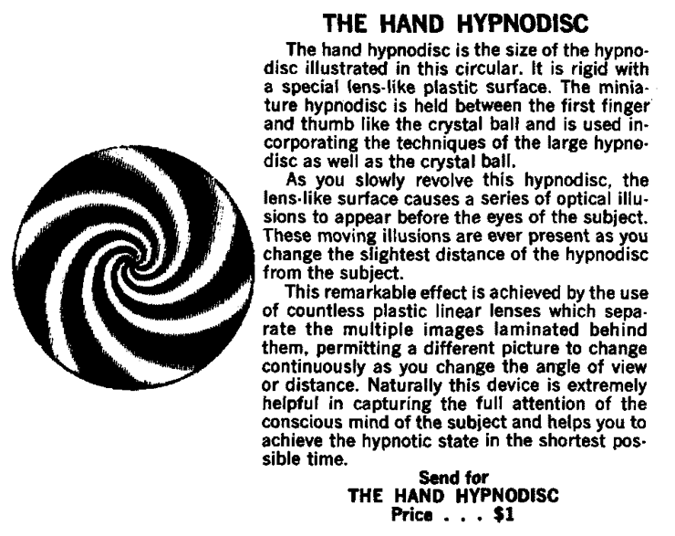Hypnotist HypnoDisc optical illusion used for eye fixation hypnosis induction