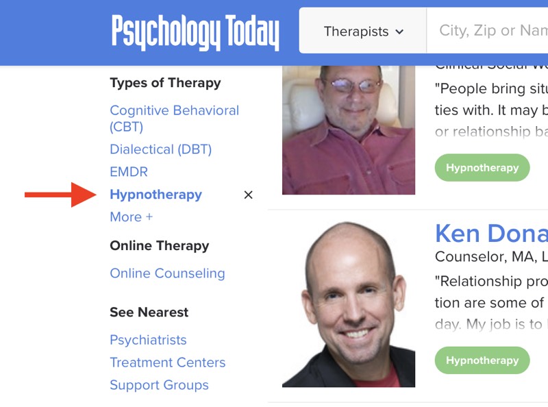 Find Hypnosis Near You with the Psychology Today Find a Therapist Directory.